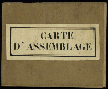 Carte d'assemblage : carte géographique dépliante de France entoilée (Second Empire). TB