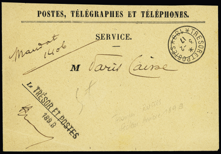 Env PTT avec CAD "Tresor et postes 189" (3.2.17) + griffe "Tresor et postes 189B" (troupes russes en France). TB