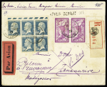 N°181, 5 pièces + 240 en paire OBL Paris (15.10.29) sur lettre recommandée pour Tananarive avec mention manuscrite "Par avion liaison France, Madagascar, Réunion, Maurice" (Muller n°238). Raid Goulette, Marchesseau,