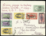 22/3/1930 Brazzaville - Paris par Goulette, lettre avec mention manuscrite au recto et au verso griffe noire "Postes de l'AEF par avion cap. Goulette Brazzaville - Paris" (Muller Congo n°2). TB