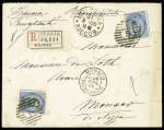 Italie n°36 OBL Bologna (1886) sur lettre recommandée pour Monaco avec CAD d'arrivée "Monaco principauté" (1 avril 1886) au recto et au verso. TB