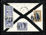 Cilicie n°69, 6 pièces + n°72, 2 pièces, OL Adana (1920) sur env. de deuil pour Alger avec arrivée. TB