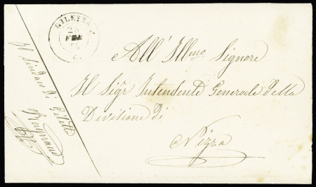 Lettre en franchise avec CAD "Giletta C" (1856) pour Nice. TB