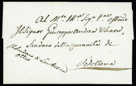 Lettre avec frachise manuscrite du maire de Lantosque pour Bollène (1820). TB. Web