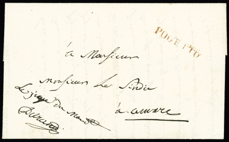 Lettre en franchise avec MP rouge "Pogetto" pour Auvare (1848). TB. Web