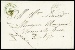 Lettre en franchise avec CAD bleu "Roccabigliera C" (1853) pour Nice avec CAD de transit "Utelle". Rare