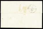 Lettre en franchise avec CAD bleu "Roccabigliera C" (1853) pour Nice avec CAD de transit "Utelle". Rare