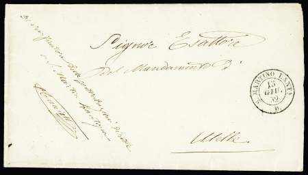 Lettre en franchise pour Utelle avec CAD "S. Martino LantA* D" (1852). TB. Web
