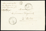 Lettre en franchise du maire de Chateauneuf pour Nice avec CAD perlé T22 "Contes (87)" (1866) + T15 "Escarene (87)" + boite rurale "A". TB