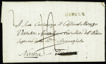 Lettre de Lantosca (1835) avec MP noire "Utelle" + taxe 12 manuscrite rayée. TB