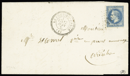 HAUTES-ALPES : N°29 OBL GC 2944 + T24 "Le Pont du Fossé (4)" (1870) sur lettre, ind 17. TB