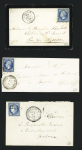 GIRONDE : 6 lettres diverses (5 avec CAD perlés) dont n°14 OBL PC 3823 + T22 "St Symphorien Gironde (32)" (1861) (ind 15) et n°60 OBL GC 6017 + T24 "Vertheuil-en-Médoc (32)" (1872) (ind 14), indice 12 à 17