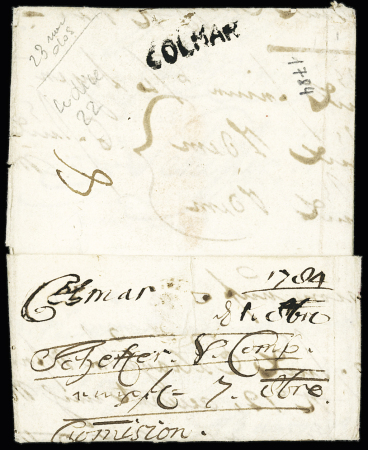 HAUT RHIN : MP "Colmar" (1874 - au dos PP - Lenain n°3A) - ind 22. Rare et TB