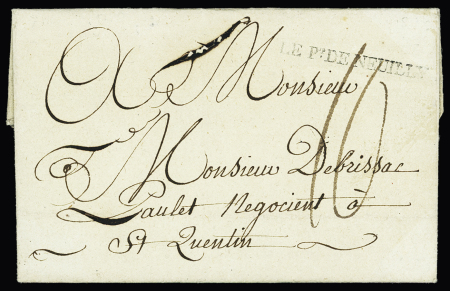 SEINE : Lettre avec MP "Le Pt de Neuilly" (L n°2 - 1790) en noir, ind 18. TB