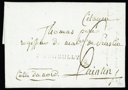 SEINE : Lettre avec MP noire "P de Neully" (1800 - L n°3) ind 18. rare et TB