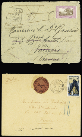 1750-1937 17 plis divers dont MP "La Ferté sous Jouard" et 4 plis de Nouvelle Calédonie dont 2 Daguins sur le café. TB