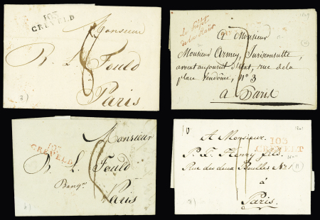 8 plis avec MP du département 103 La Roer, et 1 du departement 121. TB