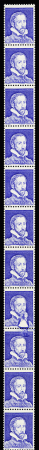 timbre Palissy bleu, roulette de 11 avec n° rouge 900 au verso, belle variété d'impression sur le 8ème timbre, **, TB