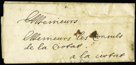Lettre de Marseille (1654) adressée aux Consuls de la Ciotat. TB