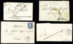 5 lettres d'Auxonne dont MP "P 20 P Auxonne" (1824) et n°90 + 102 + 104 sur lettre chargée (VD 1500F). TB