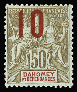 N° 41 10 sur 50c bistre et rouge, trace de charnière
