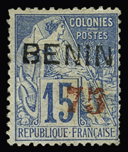 N° 16 75 sur 15c bleu, *, TB, R, tirage 500. Signé