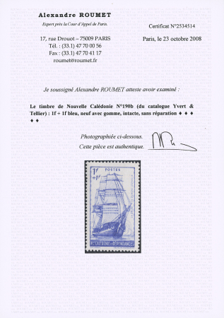 N° 190b variété bleu au lieu de rouge, ** , TTB