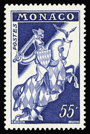 Préo N° 18a 55f. bleu, variété surcharge absente,