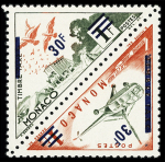 N° 491A/B (Maury) 30f sur 1f Pigeons et hélicoptère,