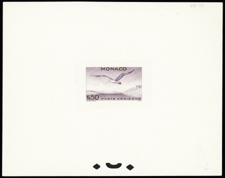 PA N°6 50f. épreuve de couleur en violet pâle,