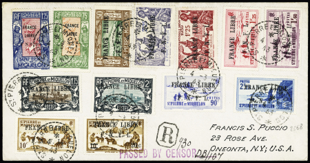 13 timbres FRANCE LIBRE sur lettre recommandée pour