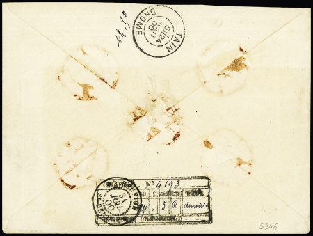 N° 40 x2 sur lettre chargée de St Denis pour la Drôme,
