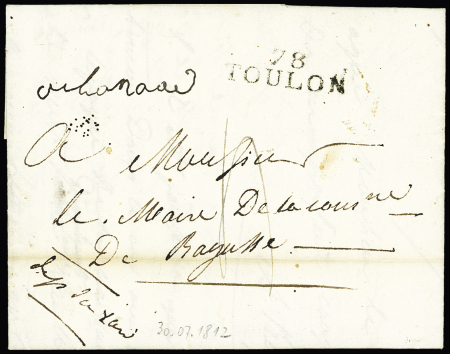 Très rare marque postale "De la rade" (manuscrit)