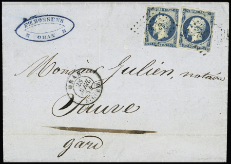 N° 14, 2 pièces obl. PC 3732 sur pli d'Oran 28.04.54