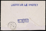 Nouvelle-Calédonie n°61 OBL Nouméa (1903) sur lettre avec au verso grande griffe bleue "Croiseur Le Protet". TB