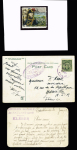 Croiseur Kleber : 4 cartes postales, 1 lettre et 1 vignette dont Philippines n°204 OBL Manila (1908) + cachet ovale violet "Division navale d'extrême-orient - Kleber". TB