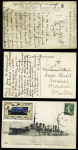 6 cartes postales avant 1914 avec diverses griffes de la Jeanne d'Arc (3) et du croiseur Mirabeau. TB