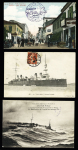 11 lettres et CP avec vues et griffes du croiseur cuirassé Victor Hugo avant 1918. TB