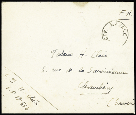 Lettre en franchise avec mention manuscrite "SP 17592" + CAD sans bloc dateur "poste navale" (expédition de Narvik). Rare et TB
