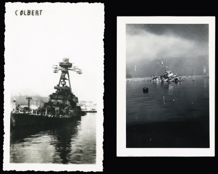 47 photos (dont reproductions modernes) du sabordage de la flotte française à Toulon le 27 novembre 1942. TB