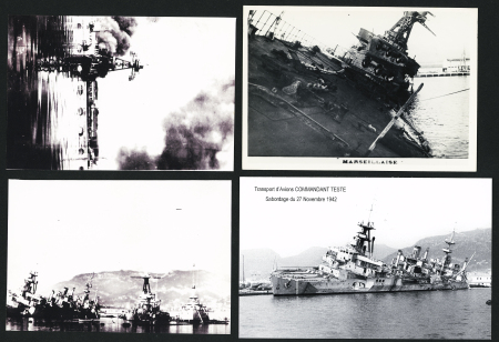 47 photos (dont reproductions modernes) du sabordage de la flotte française à Toulon le 27 novembre 1942. TB