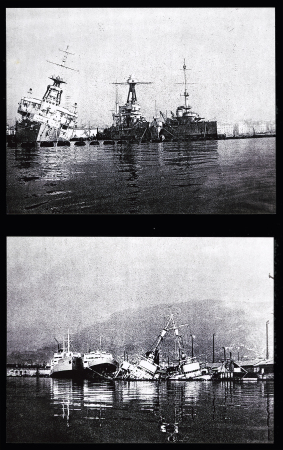 47 photos (dont reproductions modernes) du sabordage de la flotte française à Toulon le 27 novembre 1942. TB