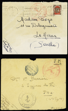 4 CP et 2 lettres avec cachets du paquebot Pasteur transport de troupes (Saïgon et Djibouti - 1946 et 1948)