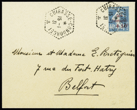 N°246 OBL hexagonale "Cuirassé Condorcet" (1931) répétée à côté sur lettre. Jolie pièce