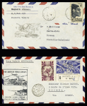 5 premiers vols : Tahiti-Paris (1.4.1950), Nouméa-Paris (30 sept 1949 - 2 lettres), Nouméa-Saïgon, voyage d'études (1948, Nouméa - Sydney (1947)