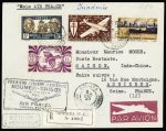 5 premiers vols : Tahiti-Paris (1.4.1950), Nouméa-Paris (30 sept 1949 - 2 lettres), Nouméa-Saïgon, voyage d'études (1948, Nouméa - Sydney (1947)