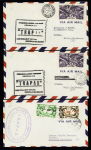 Lot de 11 premiers vols Trapas : 1947 Nouméa - Papeete (4) - 1947 Nouvelle-Calédonie Ile Wallis - 1947 Wallis Nouvelle-Calédonie (3) - 1947 Papeete Nouméa (1). TB lot