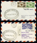Lot de 11 premiers vols Trapas : 1947 Nouméa - Papeete (4) - 1947 Nouvelle-Calédonie Ile Wallis - 1947 Wallis Nouvelle-Calédonie (3) - 1947 Papeete Nouméa (1). TB lot