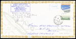Lettre de Fiji pour la Nouvelle-Calédonie (22.6.1976) avec cachet rectangulaire bleu "Première liaison aérienne Nouméa-Port Vila Nandi - Wallis - Futuna - Suva - Vila - Nouméa par mono-moteur Piper Comanche avec sig
