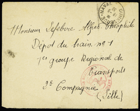 Lettre en franchise avec rare CAD "Dunkerque naval" (1939). TB